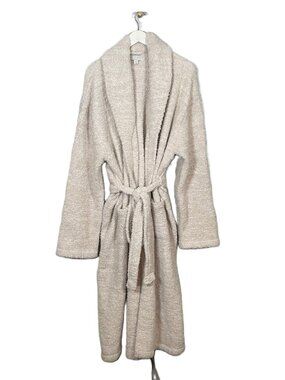 Barefoot Dreams Women Plus Size 3 1X White Beige Heather CozyChic Robe Pockets